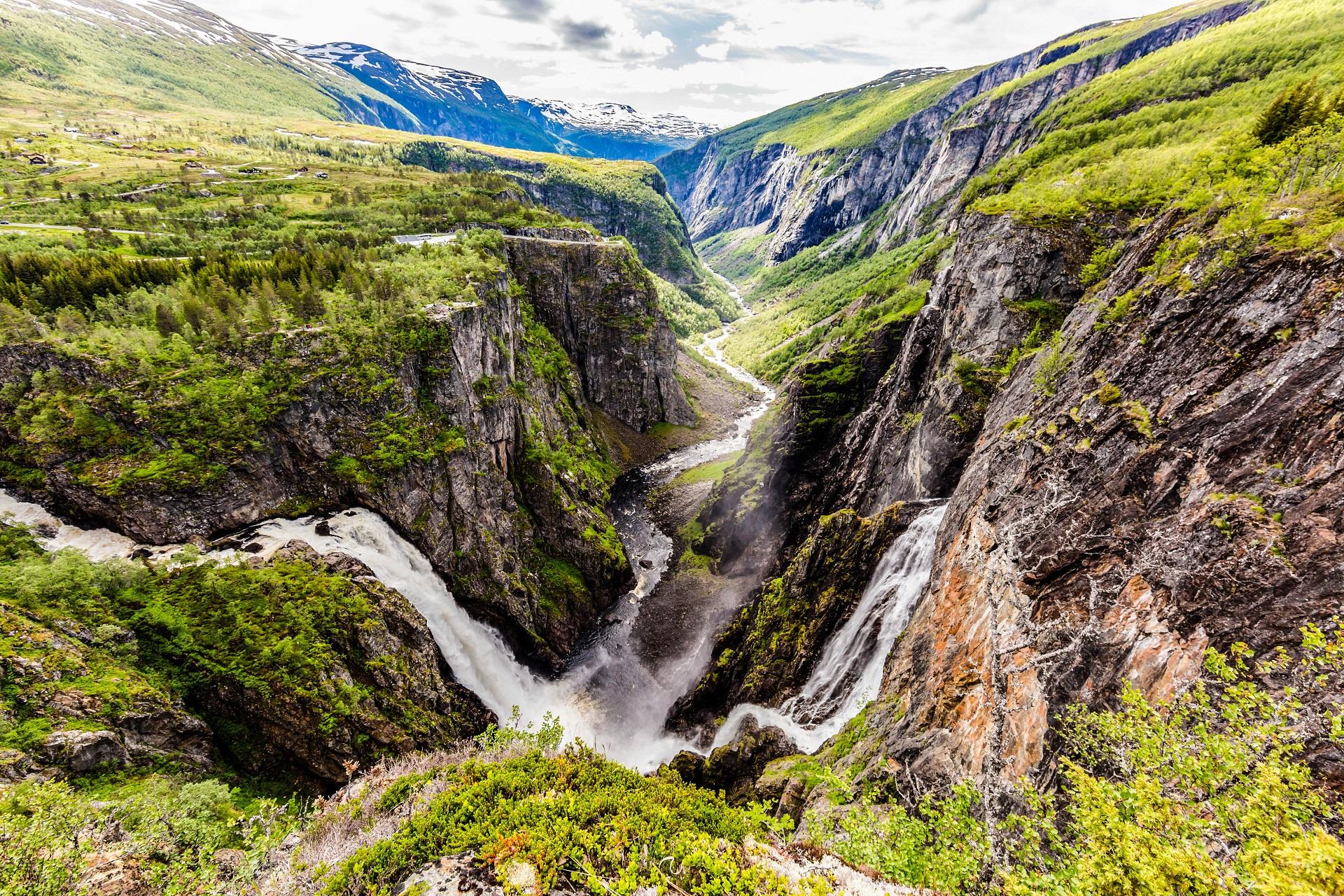 The Vøringfossen waterfall in Norway.