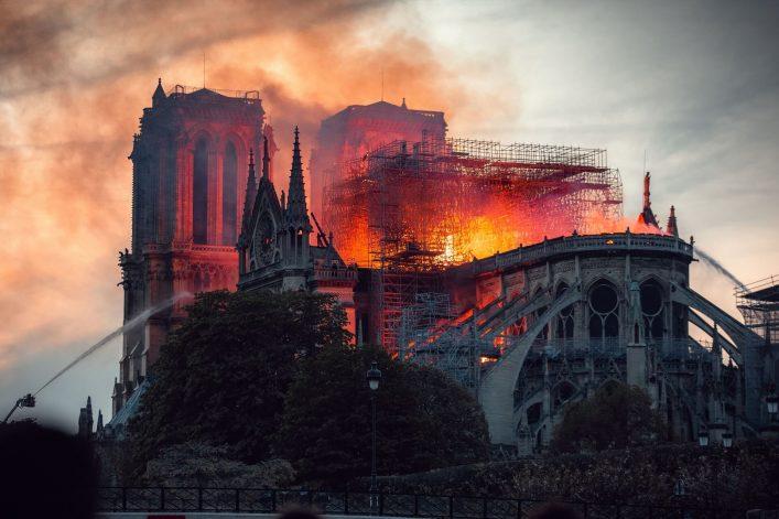 The fire at Notre Dame in Paris.