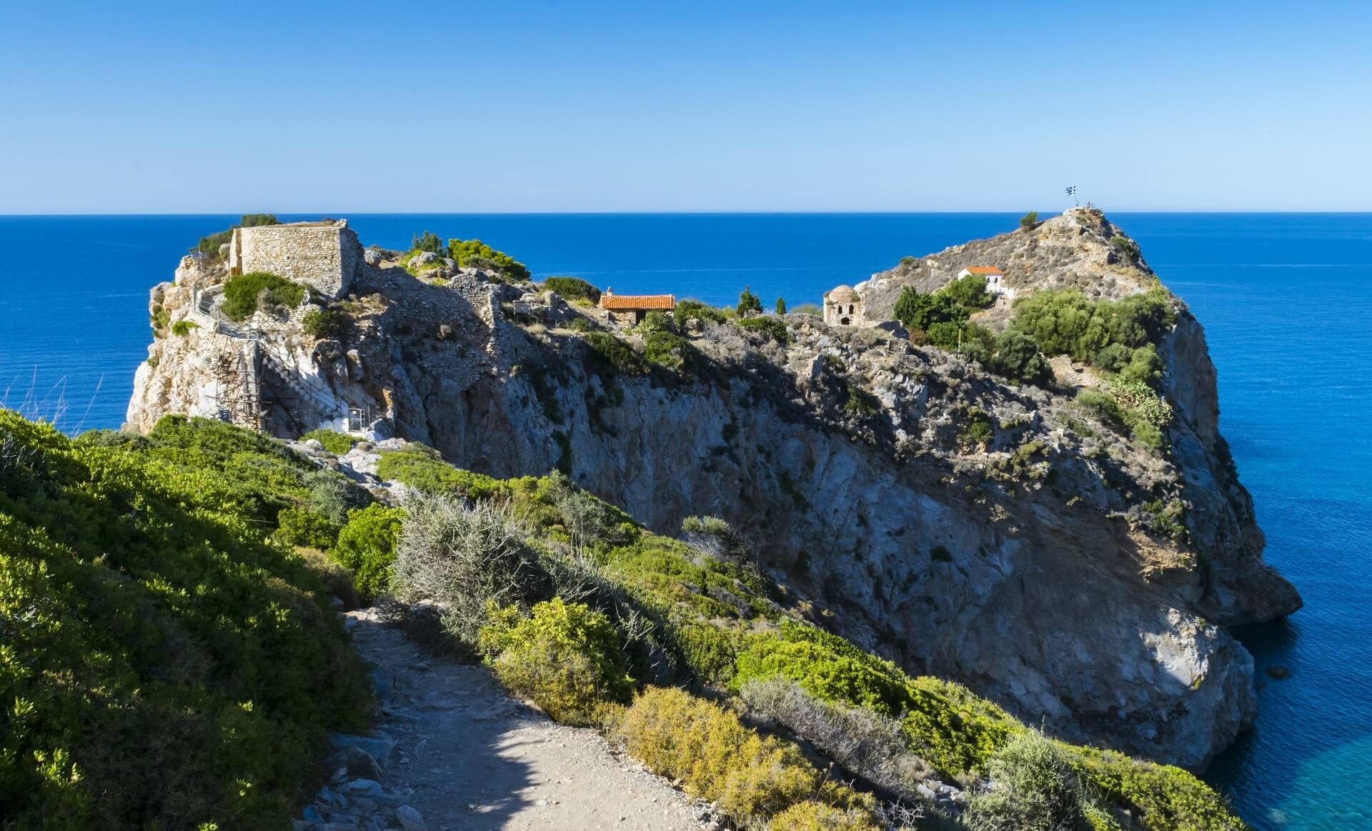 Only ruins remain from the Kastro on Skiathos
