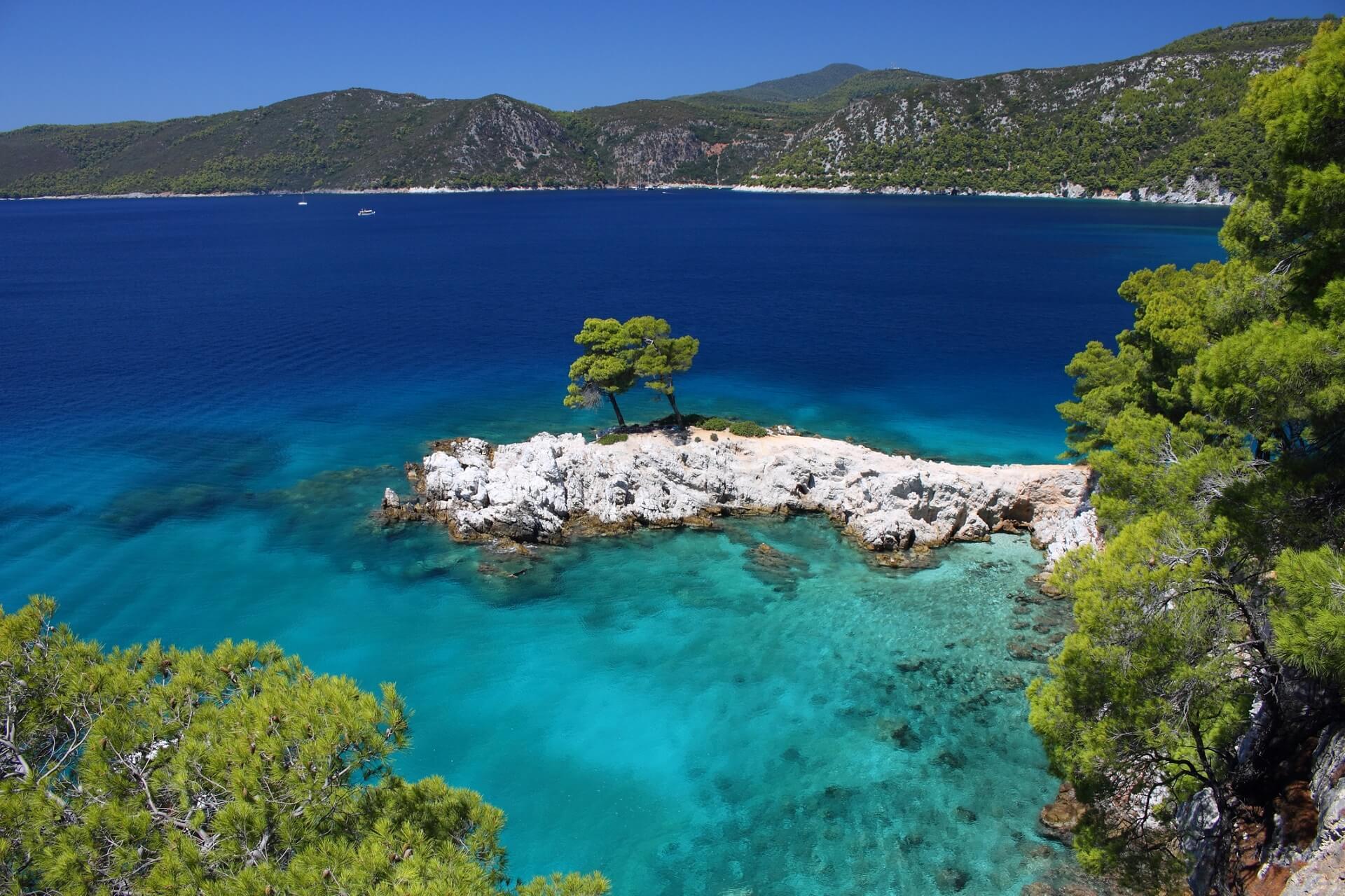 The landscape of Skiathos is diverse