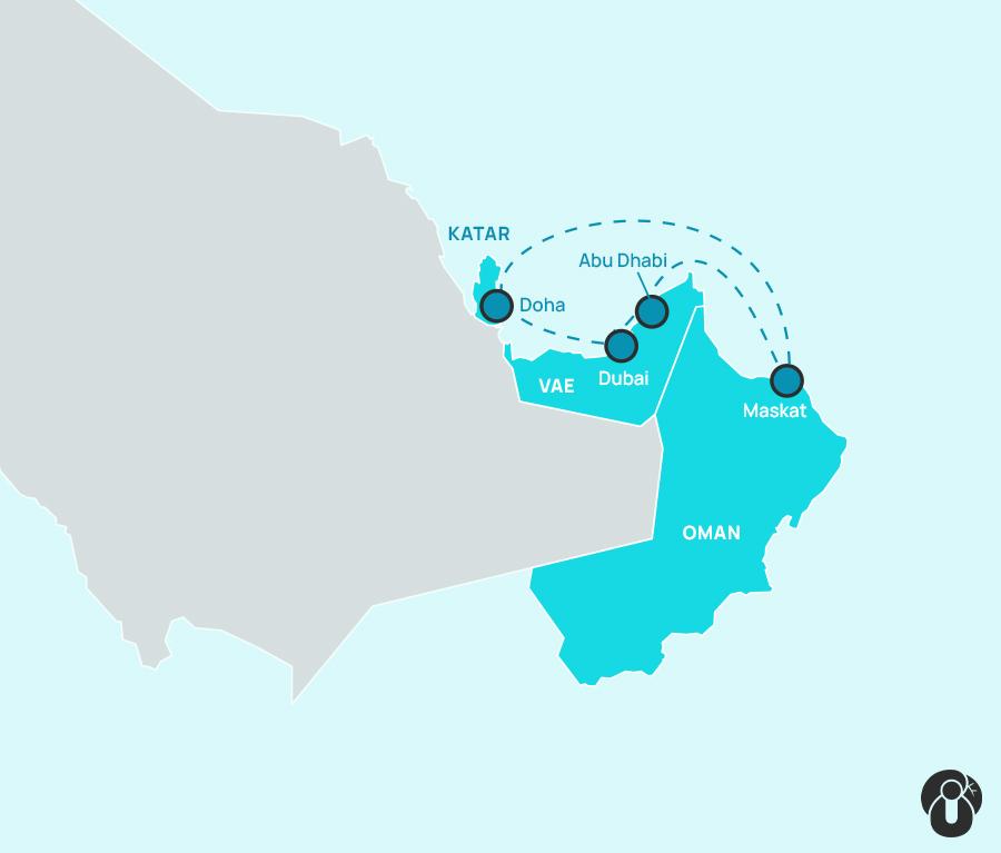 Map of a cruise route in the Orient