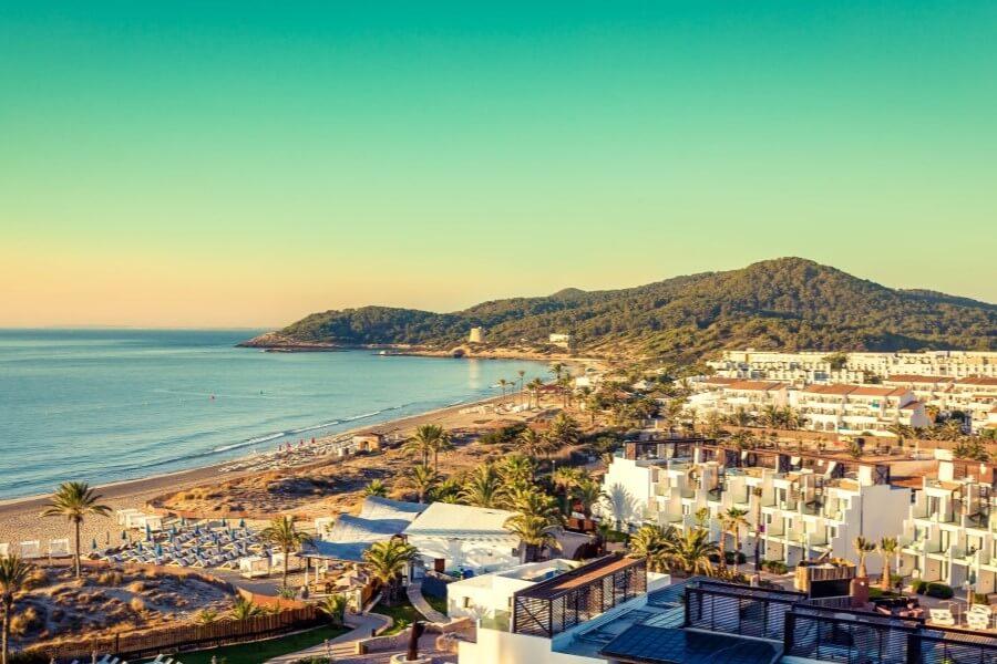 View of Playa d'en Bossa in Ibiza