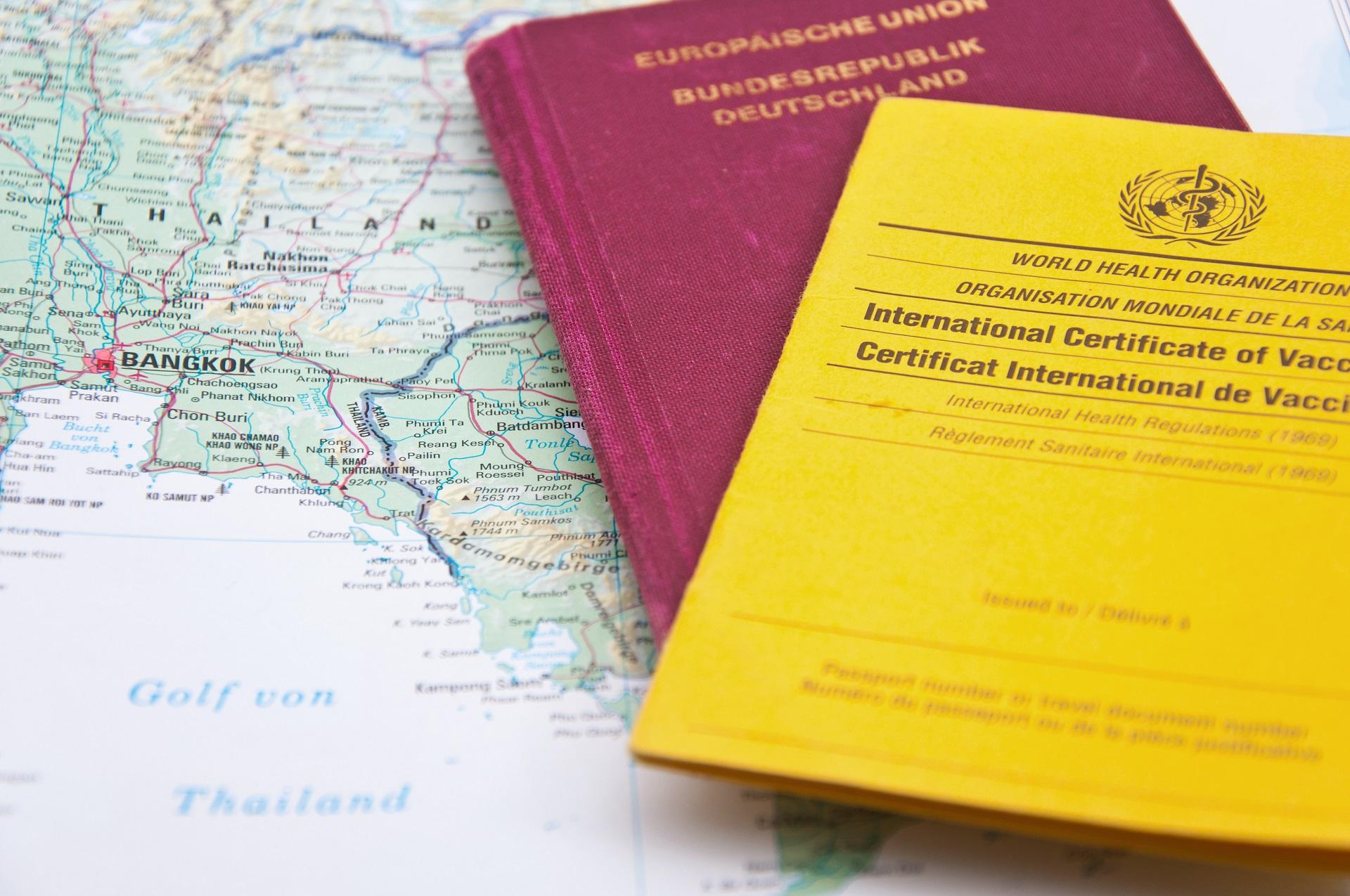 A vaccination passport shows all travel vaccinations