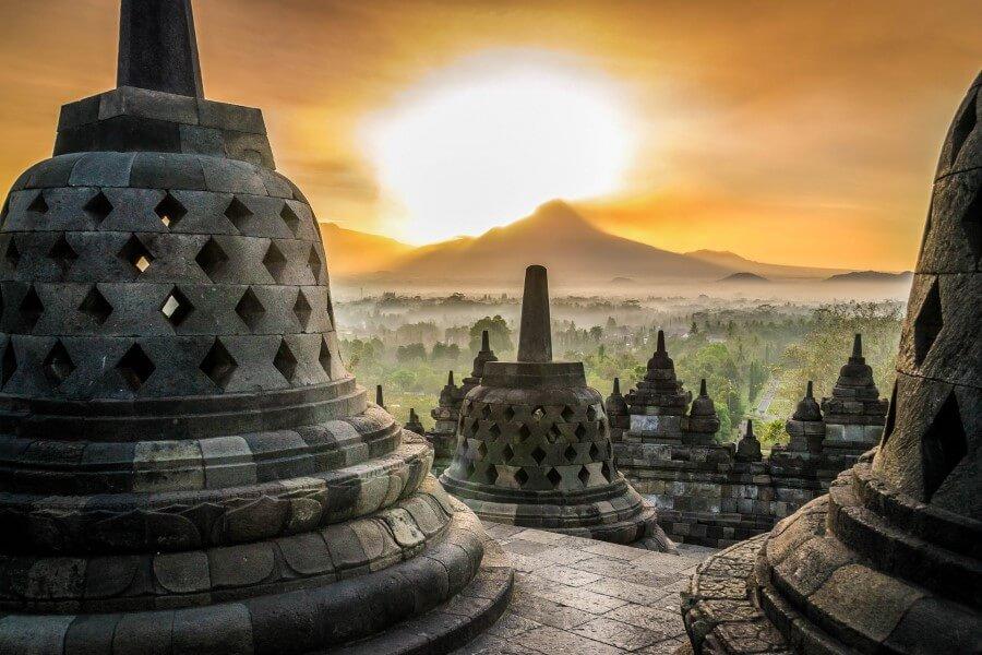 Borobudur Temple on Java in Indonesia