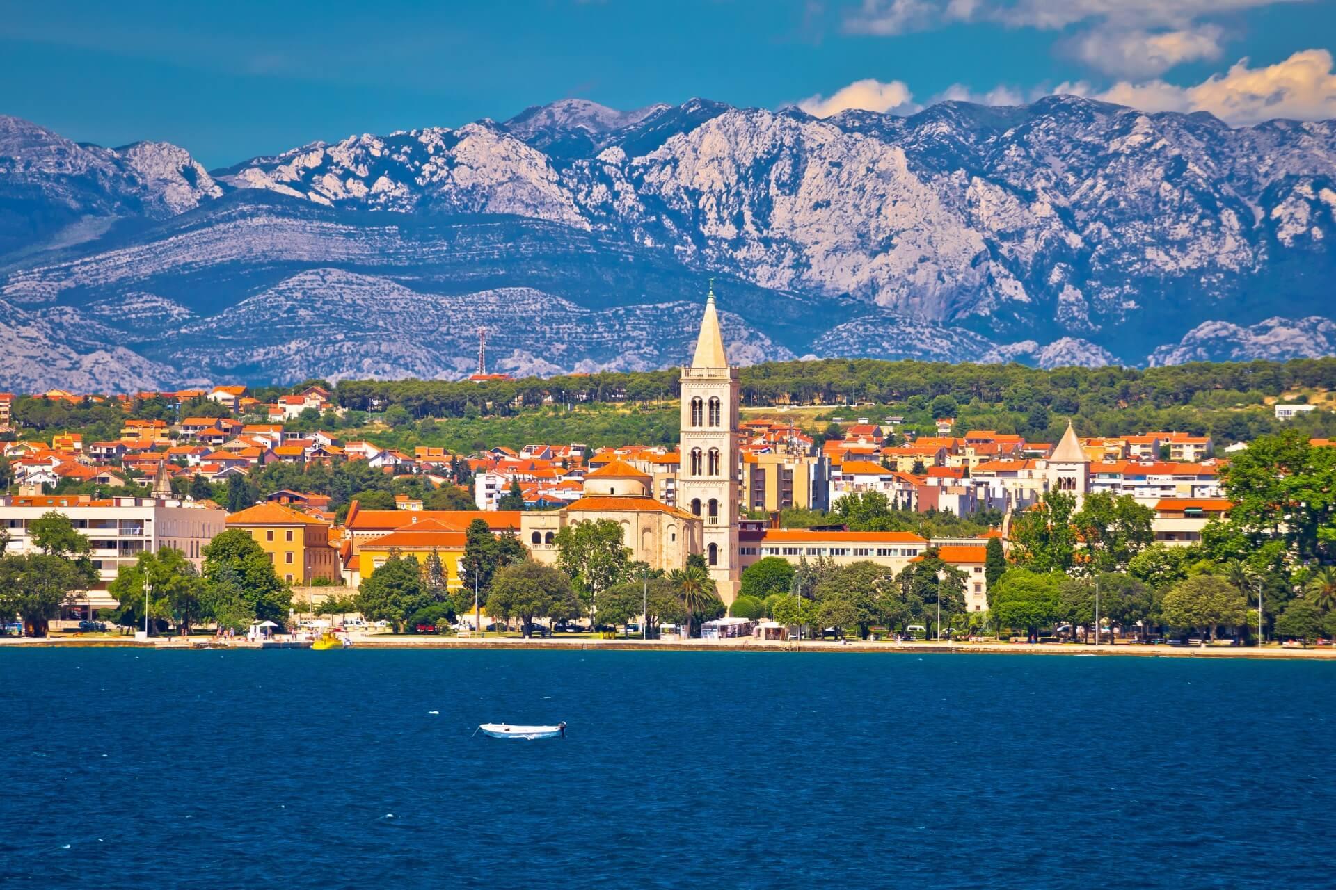 Zadar and the mountain landscape in the background