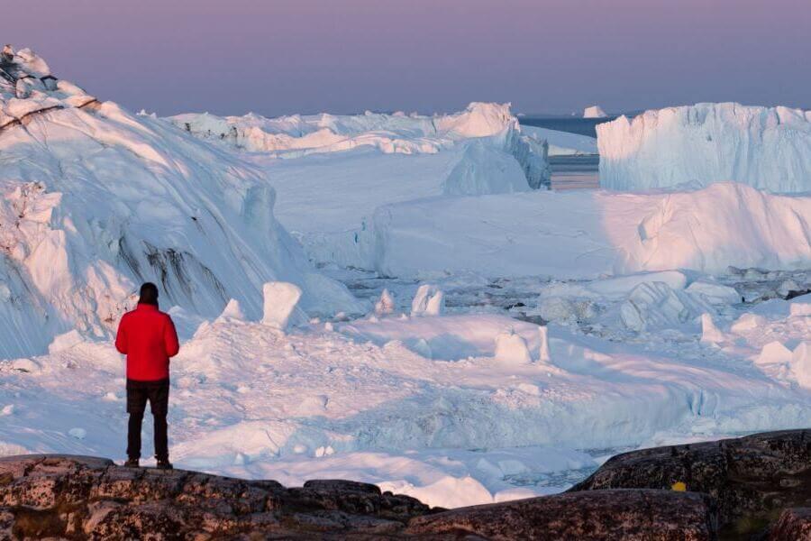 Man on Ice in Greenland