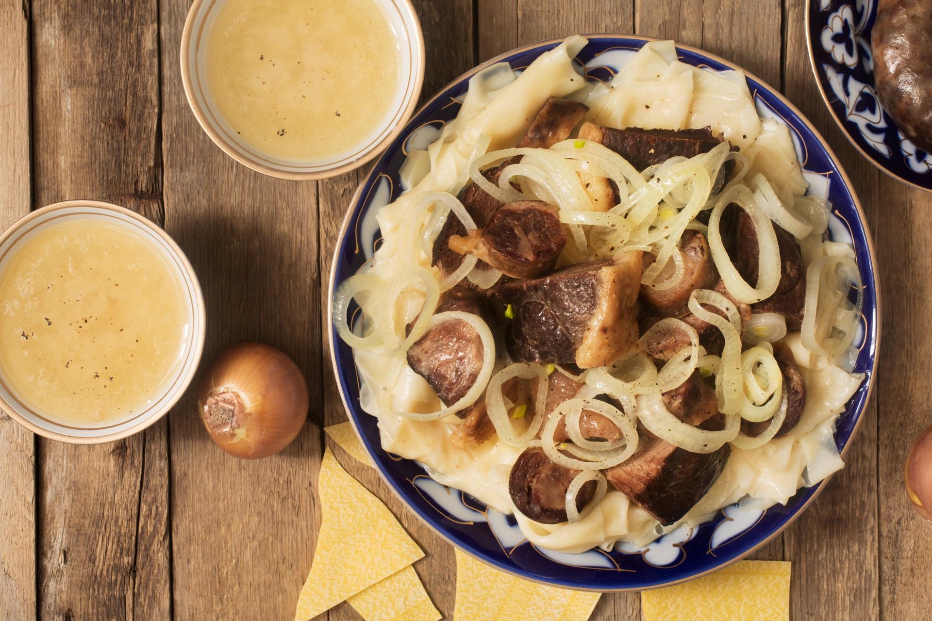 The Kazakh national dish Beshbarmak