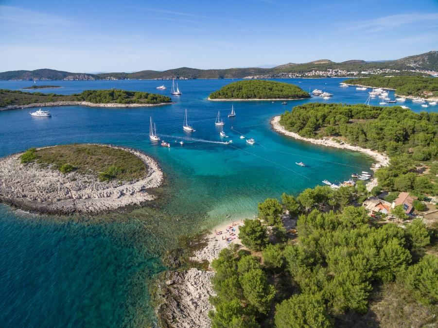 Aerial view of Pakleni Islands Hvar