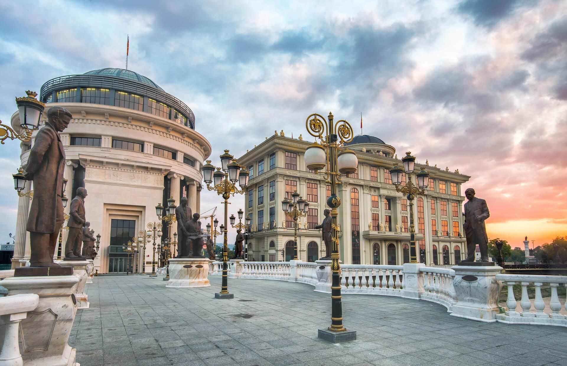 Skopje's skyline is opulent