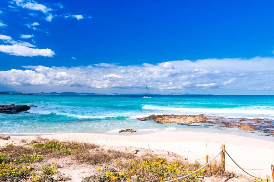 sunny day in Formentera beach, Spain