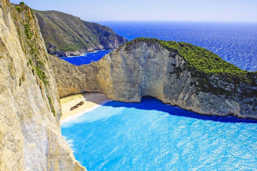 View of the shipwreck at Navagio Beach on Zakynthos