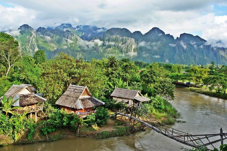 A small village in Vang Vieng