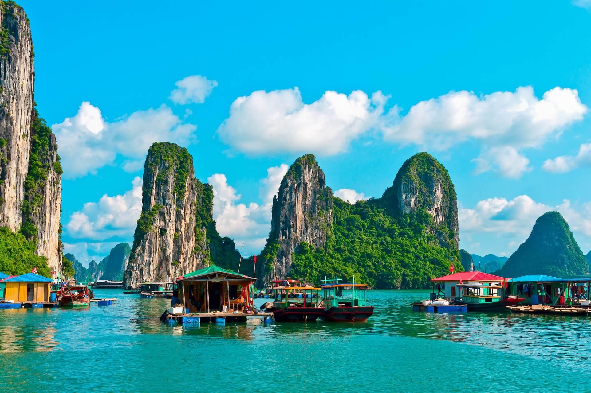 A floating village near Vietnam's Halong Bay
