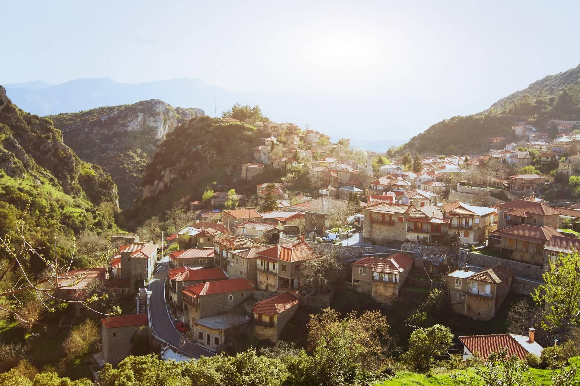 Panoramic view of the town of Stemnitsa, Peloponnese