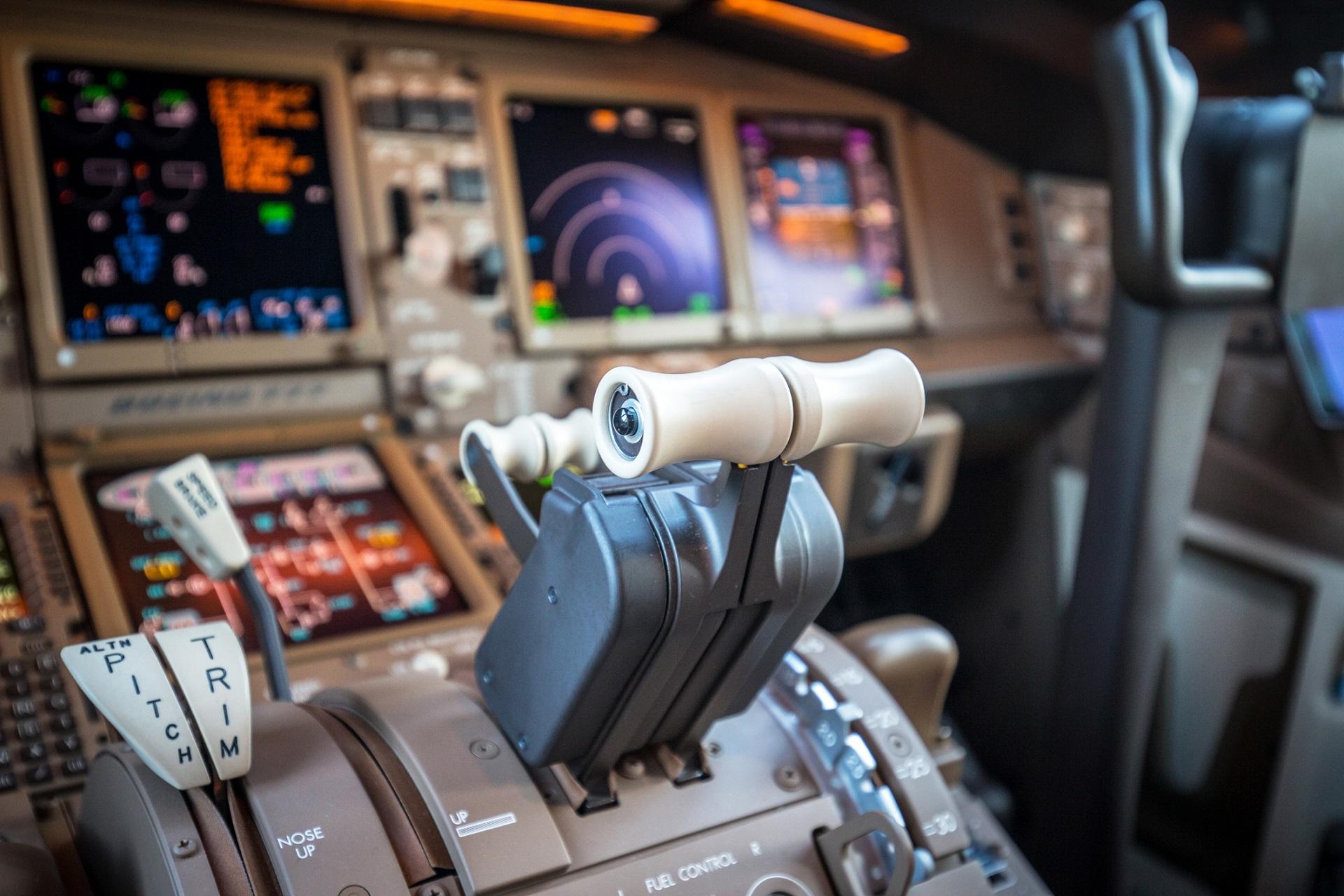 Cockpit in the airplane