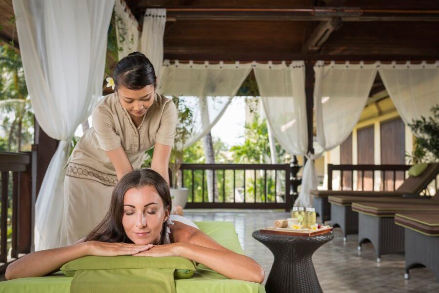 A woman receiving a massage in Bali