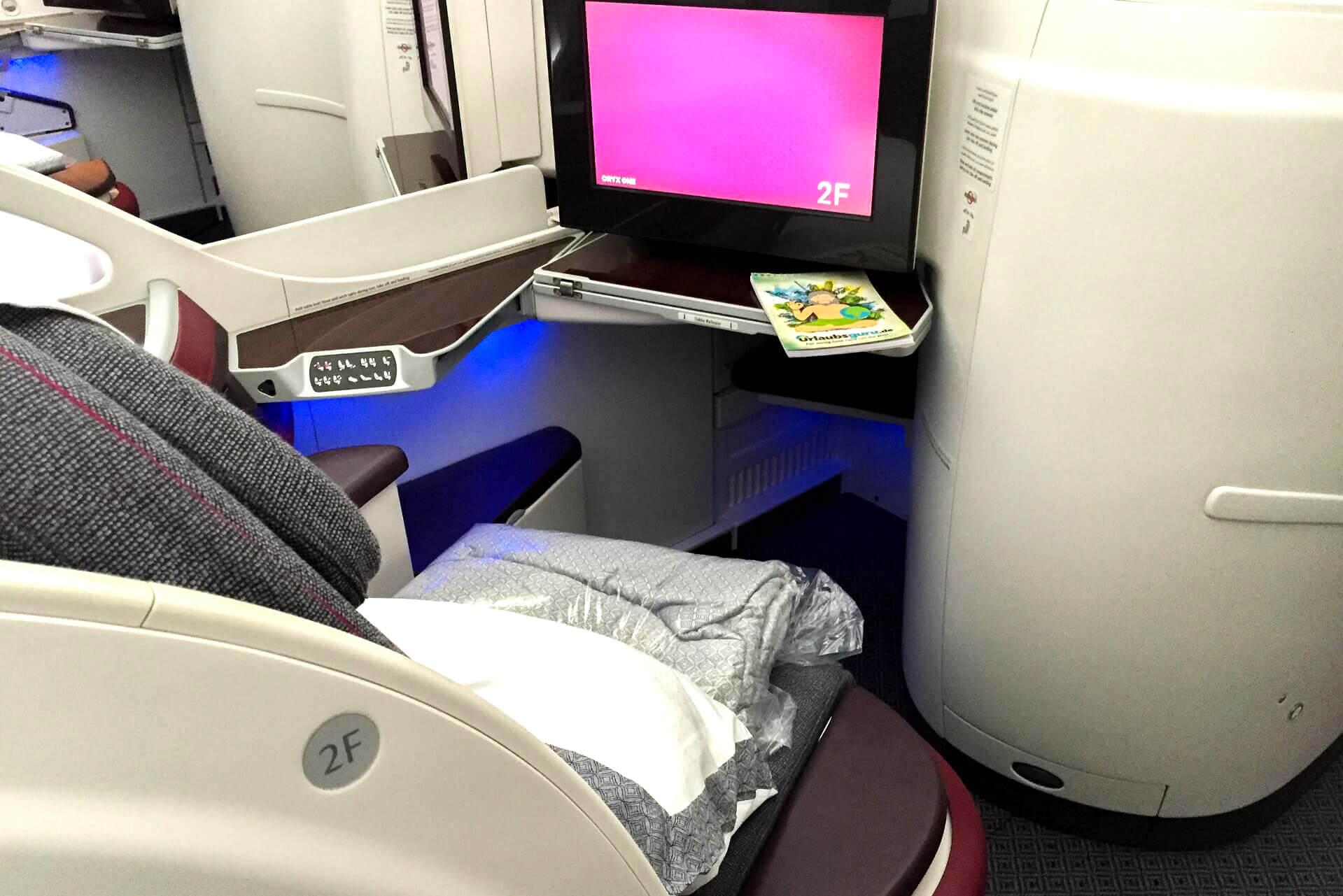Seat in the Business Class of Qatar Airways A350