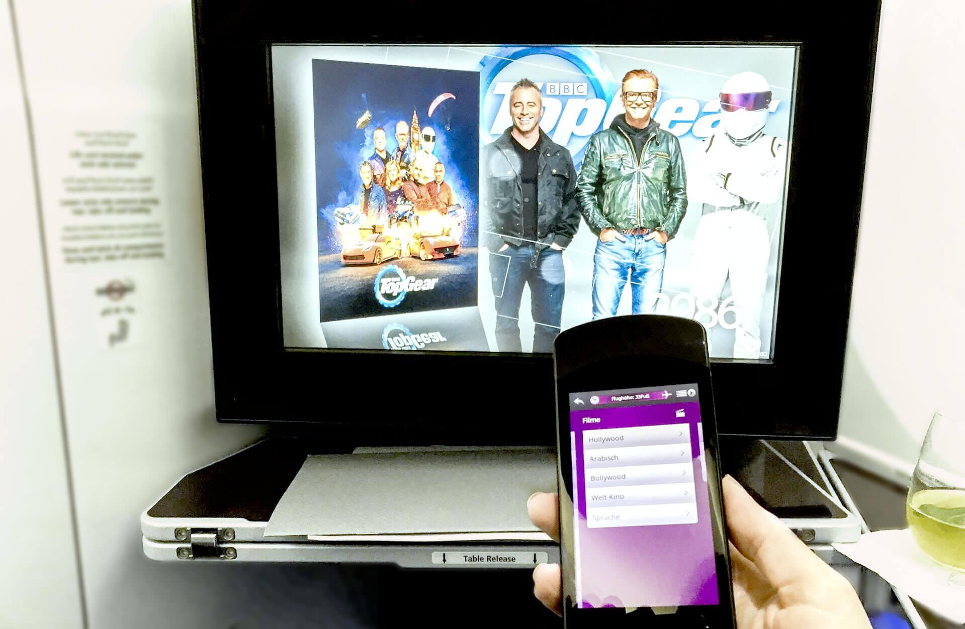 The Oryx One entertainment program in Qatar Airways' Business Class
