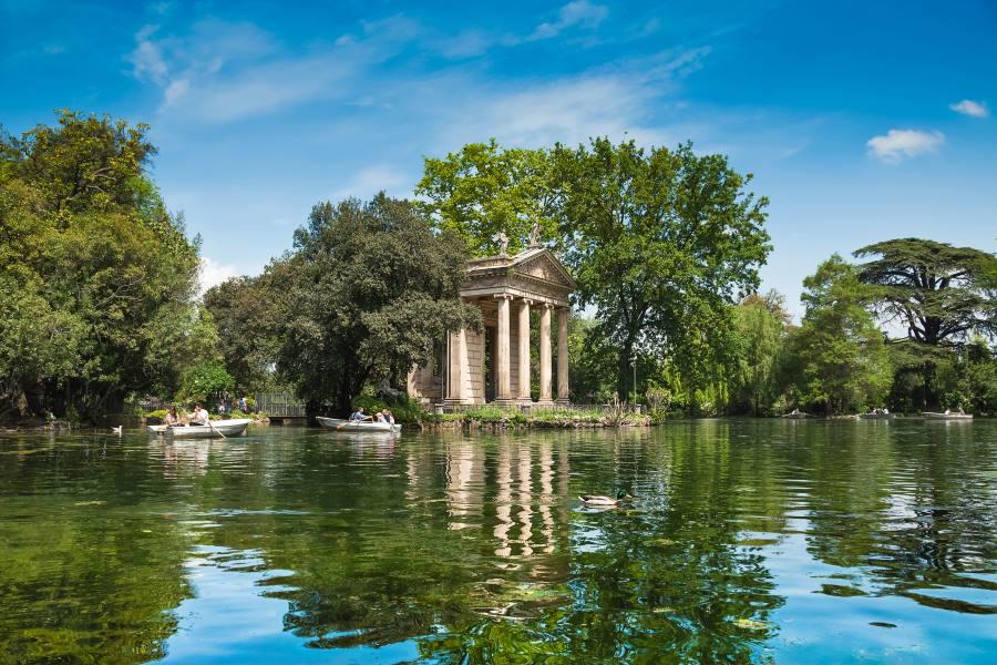 Take a boat ride on the man-made lake