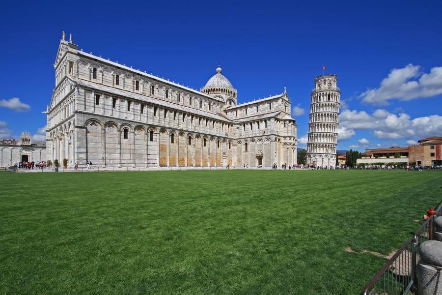 Leaning Tower of Pisa and the Basilica at Piazza dei Miracoli
