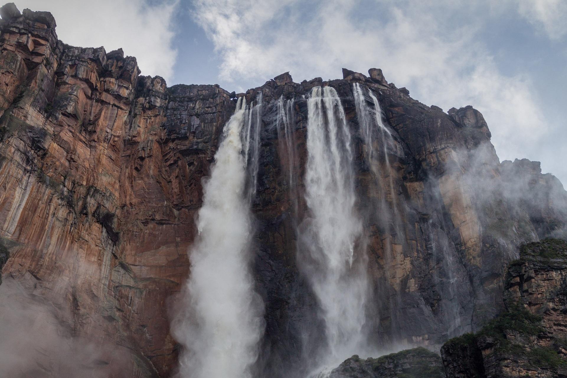 Angel Falls Salto Angel Waterfall in Venezuela, rainy season, South America