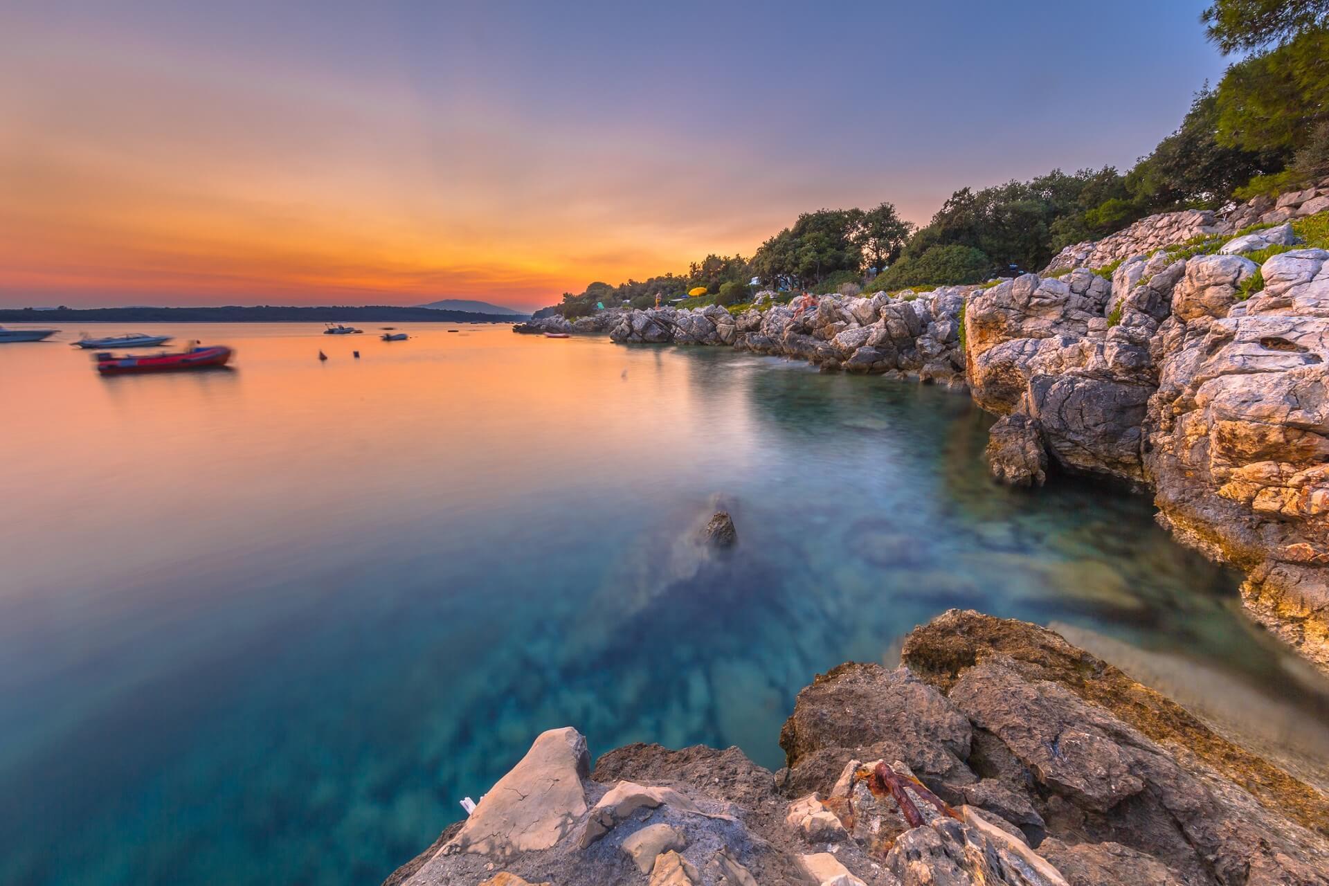 On Krk, there are many beautiful coves and beaches - enjoy an unforgettable sunset here.