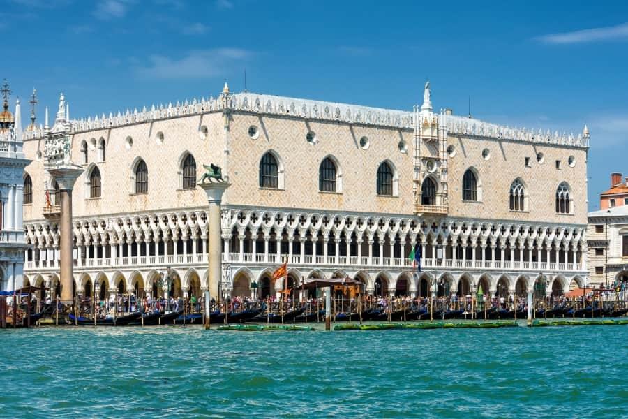 View from the water of the Doge's Palace in Venice.