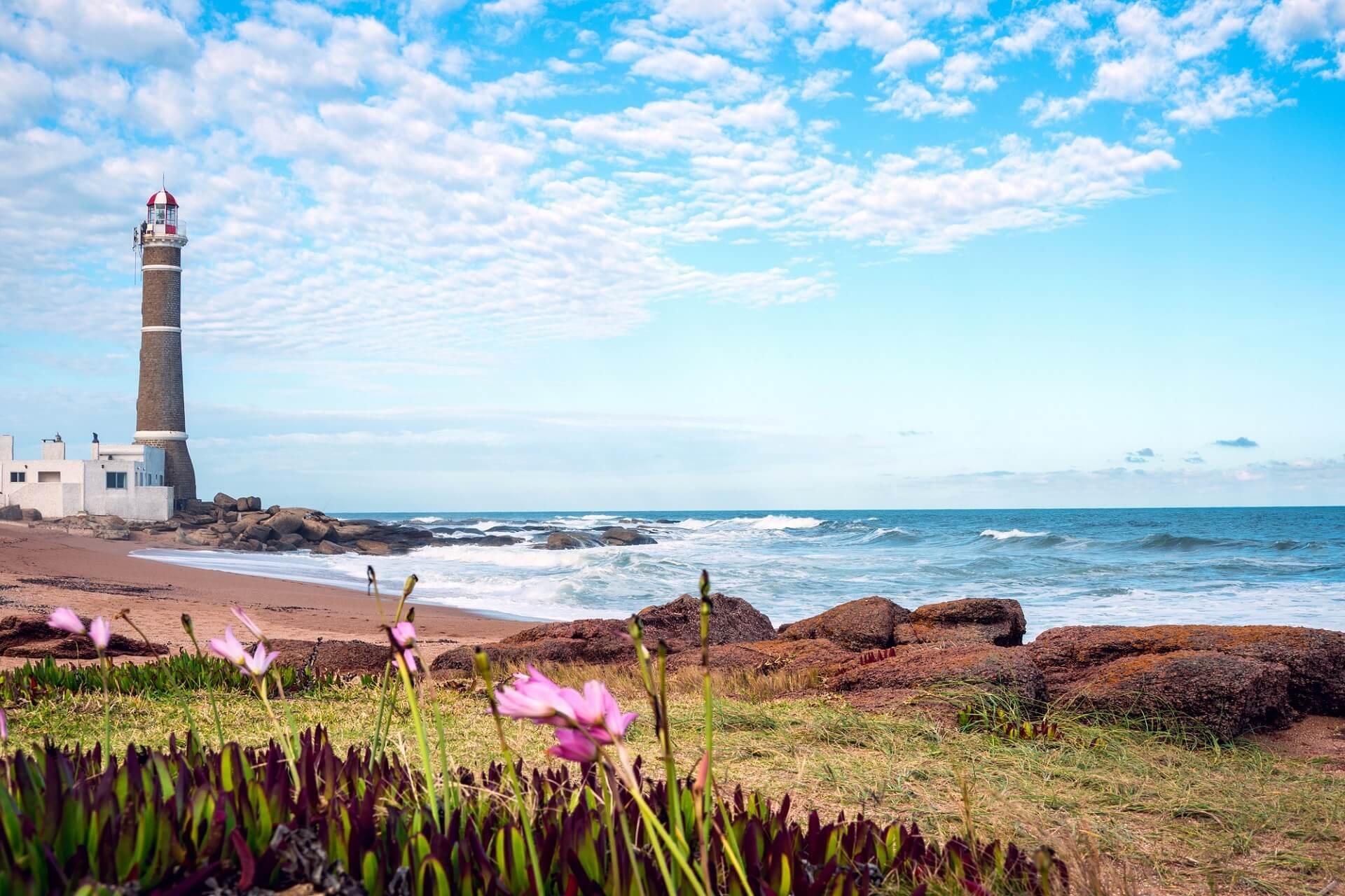 Uruguay lighthouse by the sea, Atlantic, South America