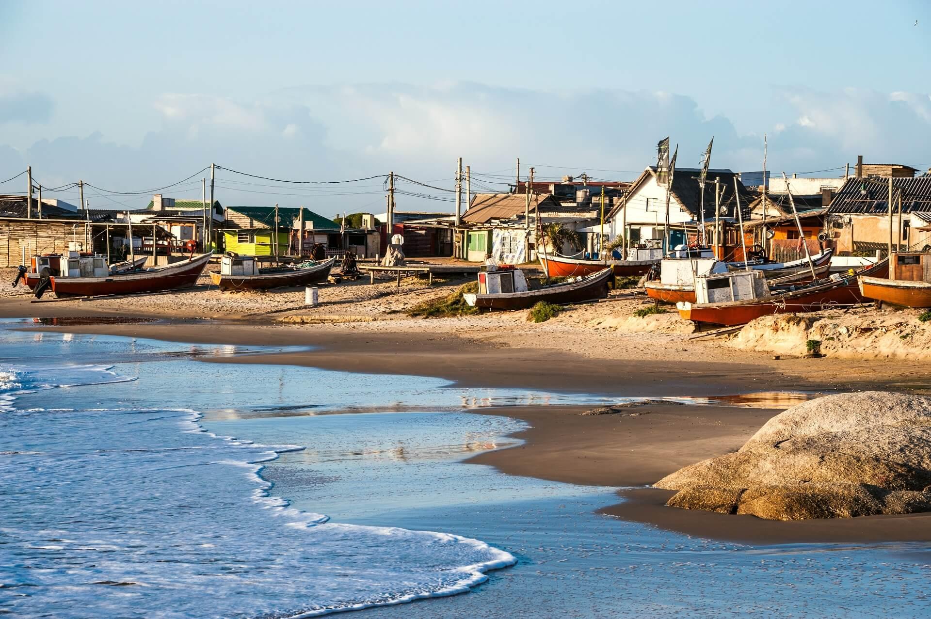 Beach of the fishing village Punta del Diablo in Uruguay, South America