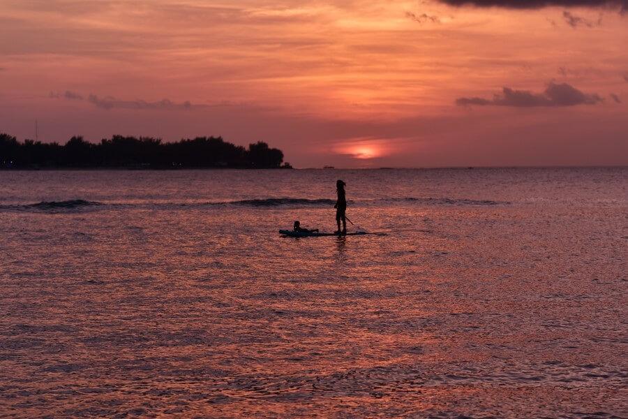 Stand Up Paddling at Sunset in the Gili Islands