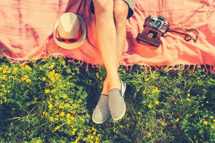 Man sunbathing on the grass