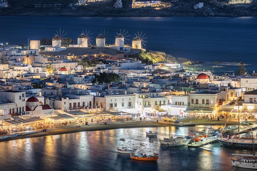 Mykonos at night