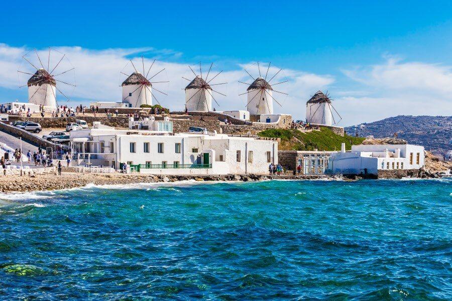 The famous windmills on Mykonos