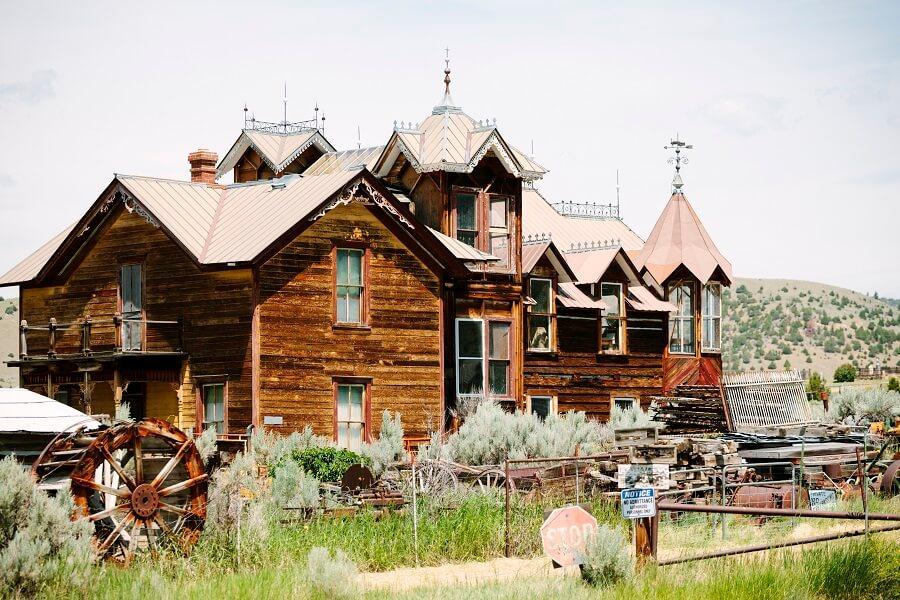 Old wooden house in the ghost town Virginia City in Montana