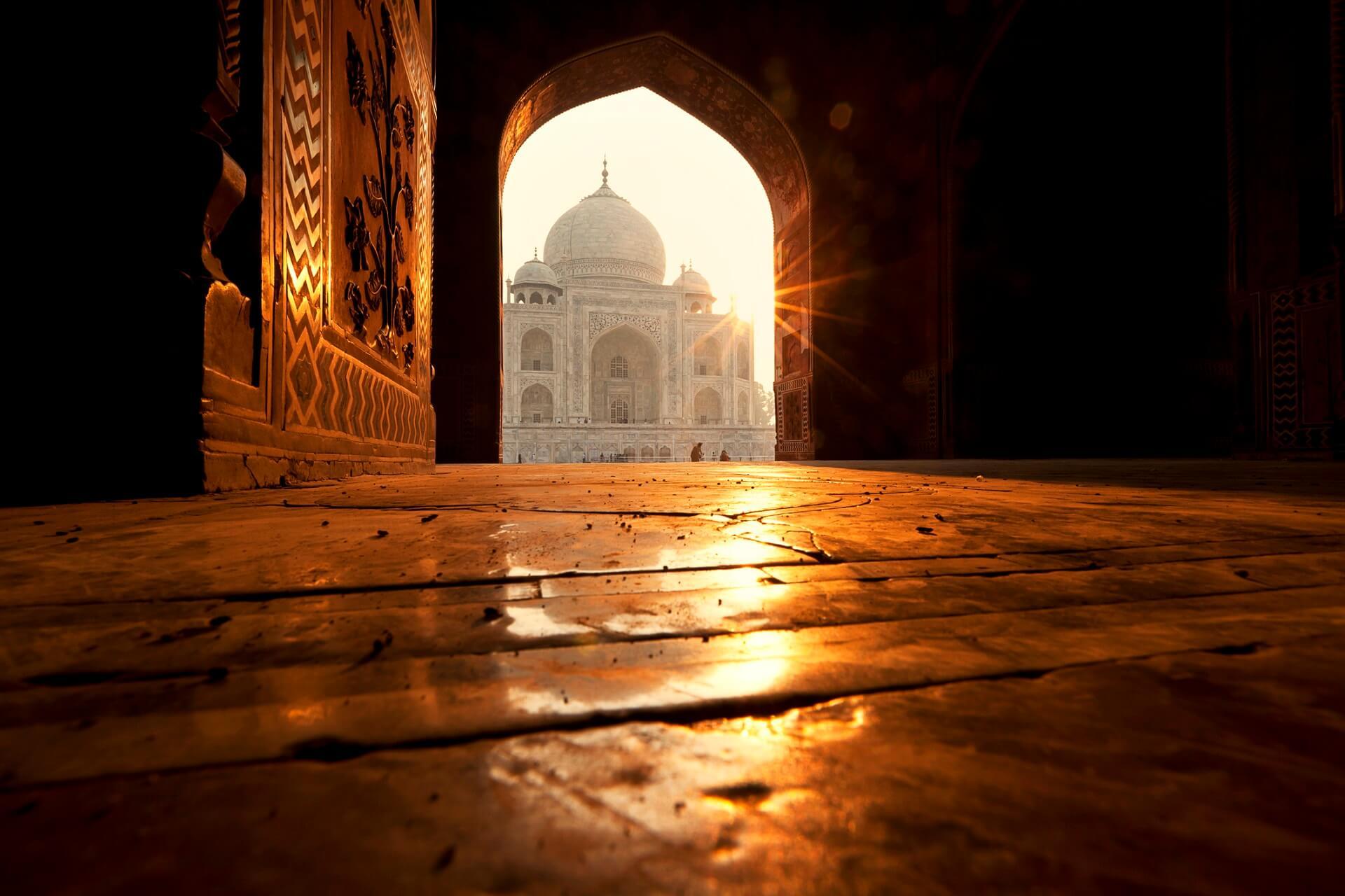 View of the Taj Mahal in India