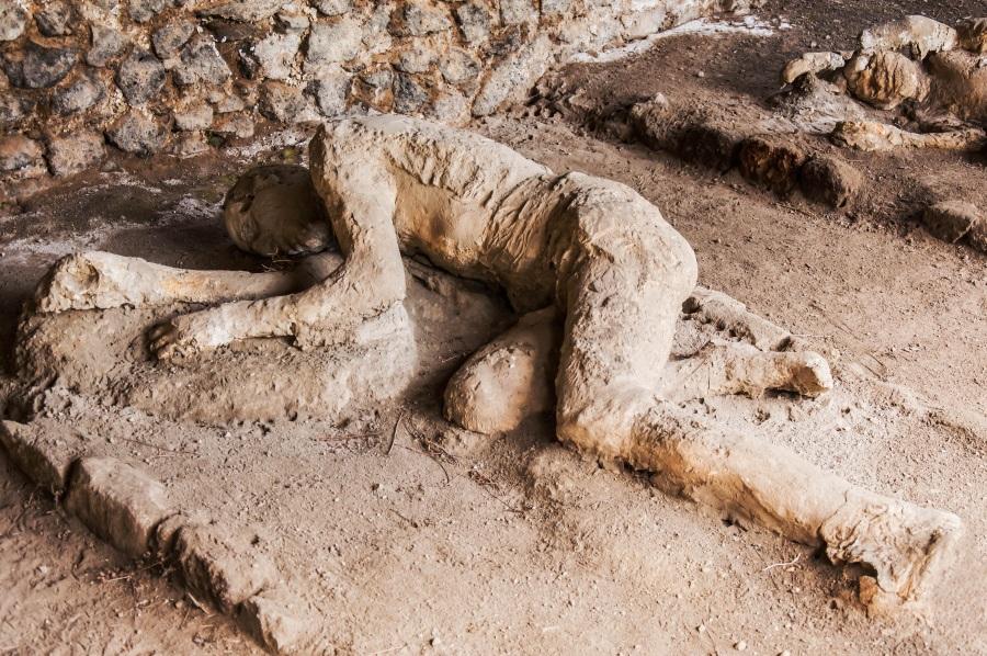 Body shapes of victims after the Vesuvius eruptions, Pompeii, Italy
