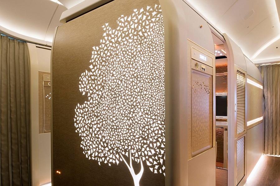 Design especial da Suíte da Primeira Classe da Emirates