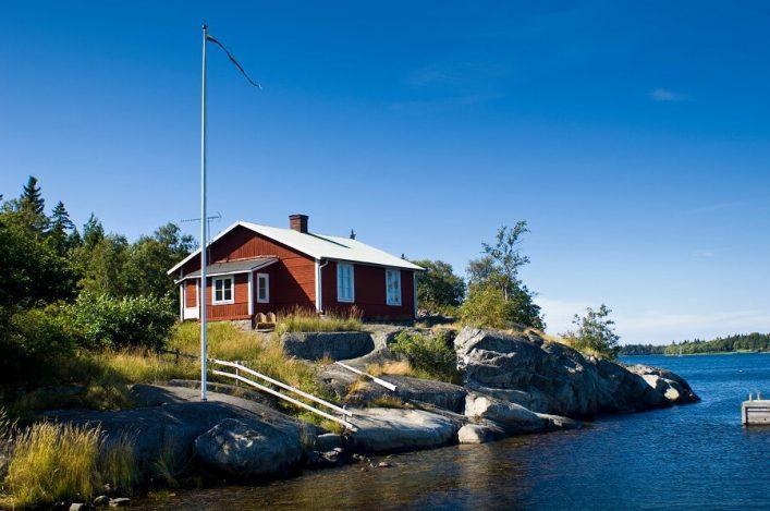 A red house in the archipelago of the Baltic Sea