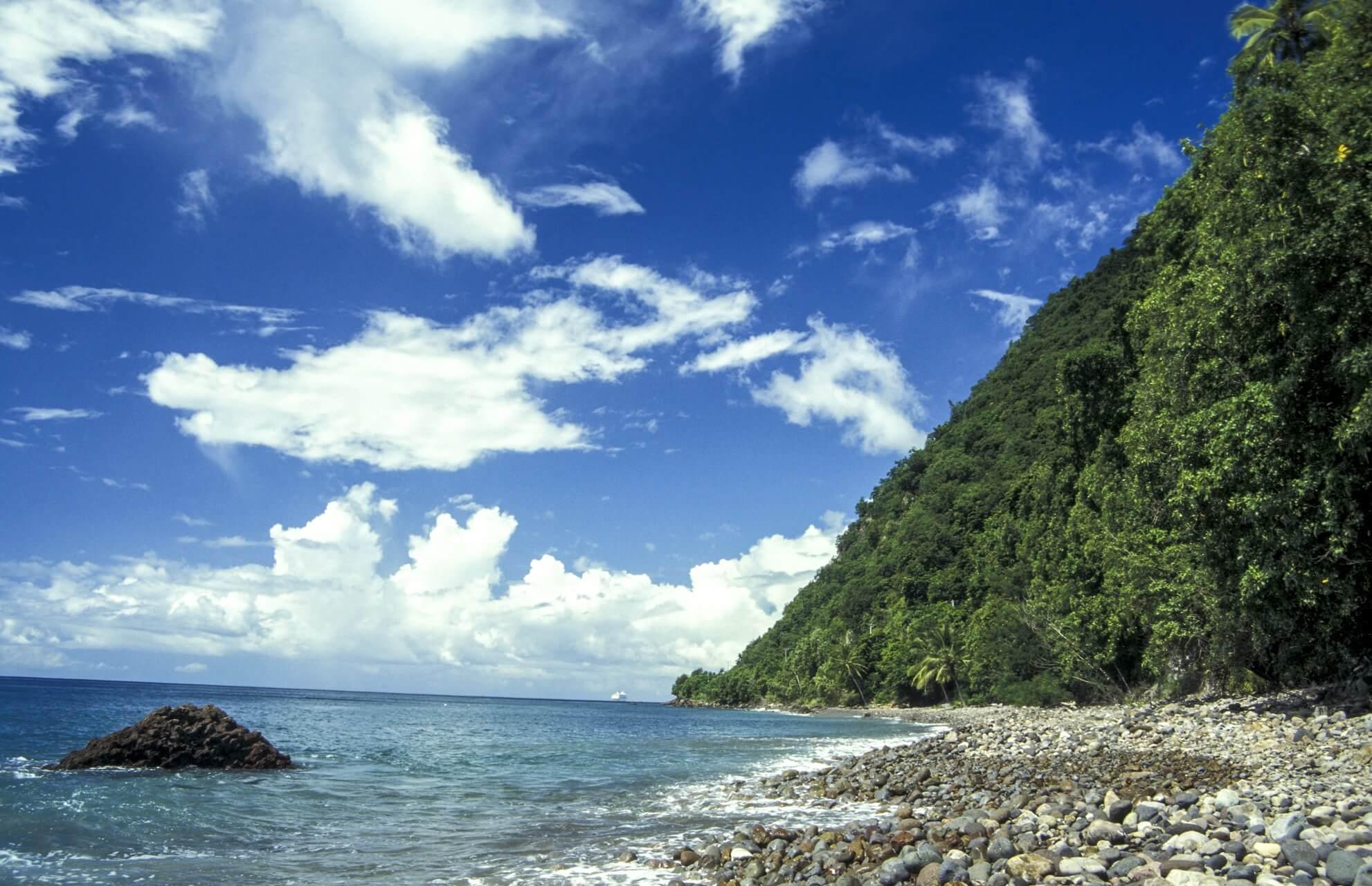 At Champagne Beach in Dominica, you can find an interesting diving spot