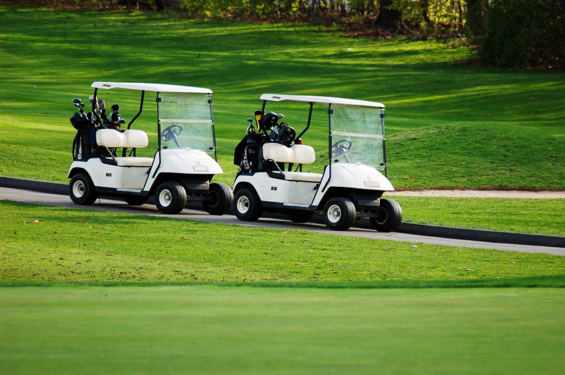 Golf cart on the golf course