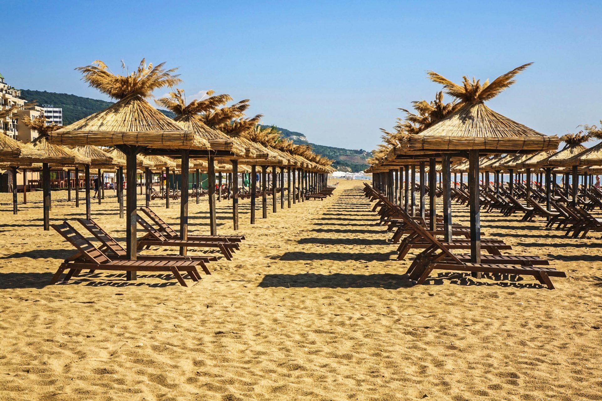 Golden Sands Bulgaria with fine sand and beach umbrellas