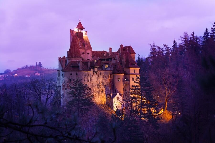 Bran Castle in Transylvania at night