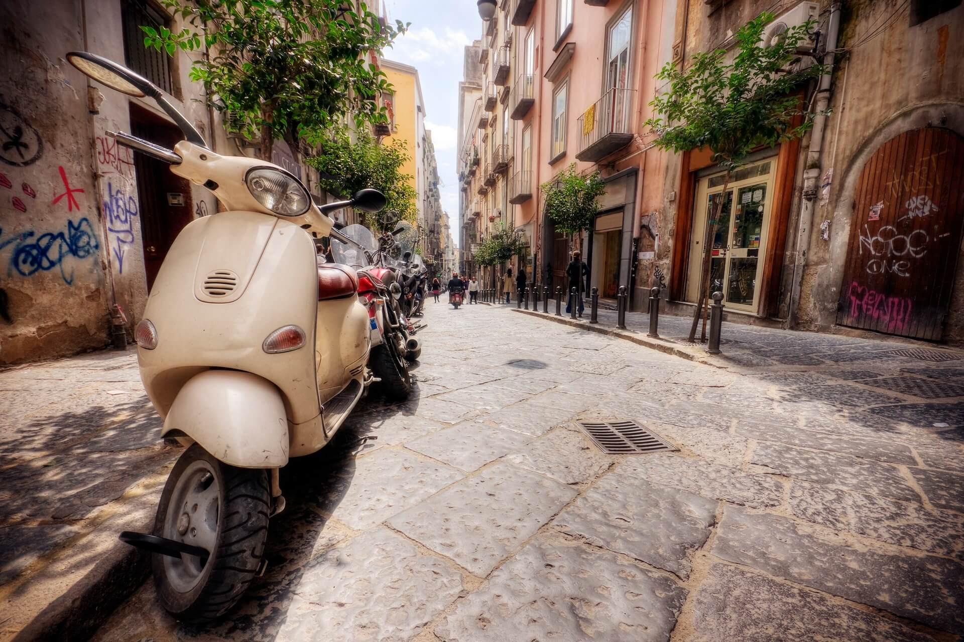 Streets of Naples in Italy