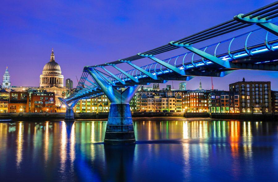 Millennium Bridge and Saint Paul Cathedral, London, UK
