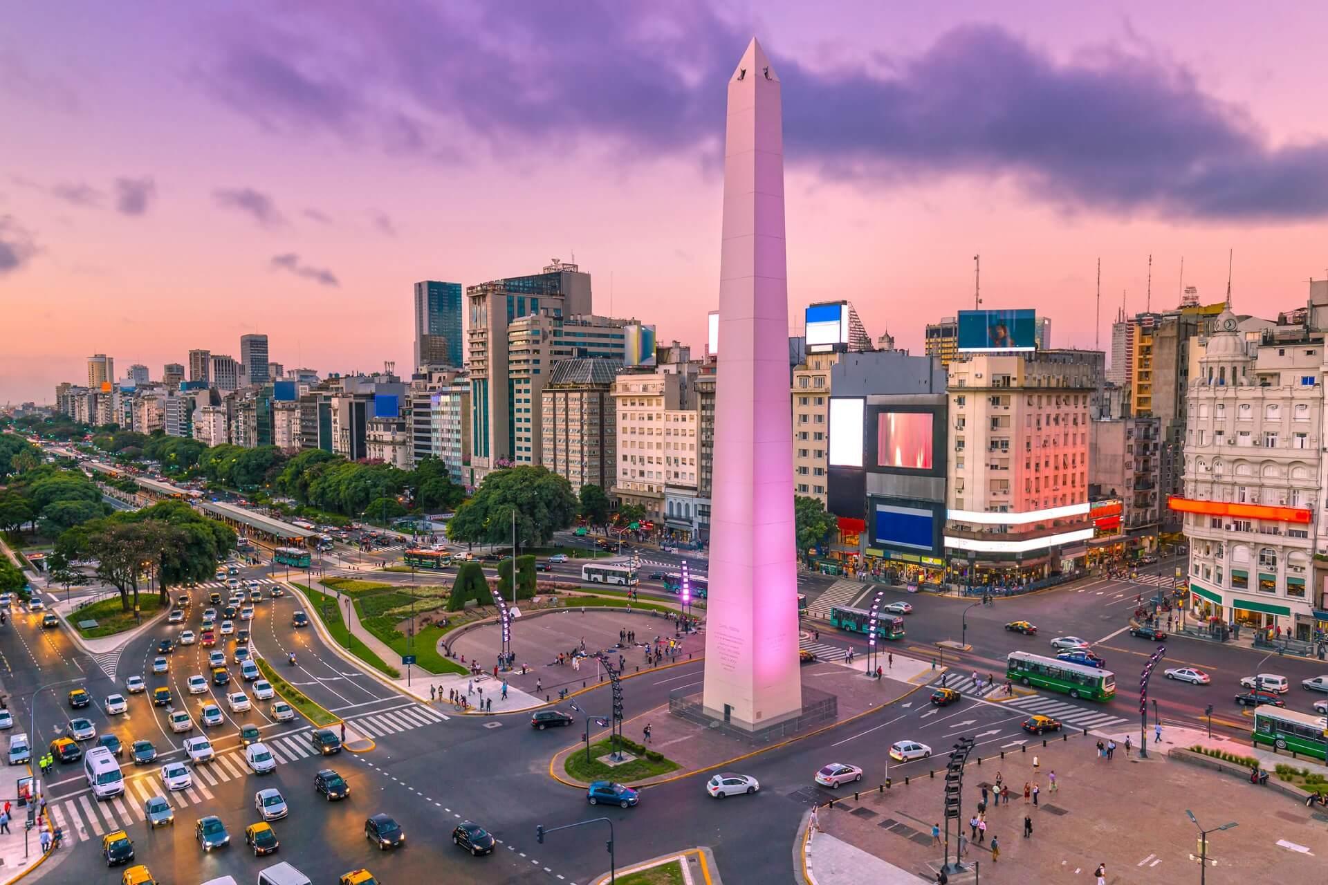 The Obelisk and Avenida 9 de Julio in Buenos Aires