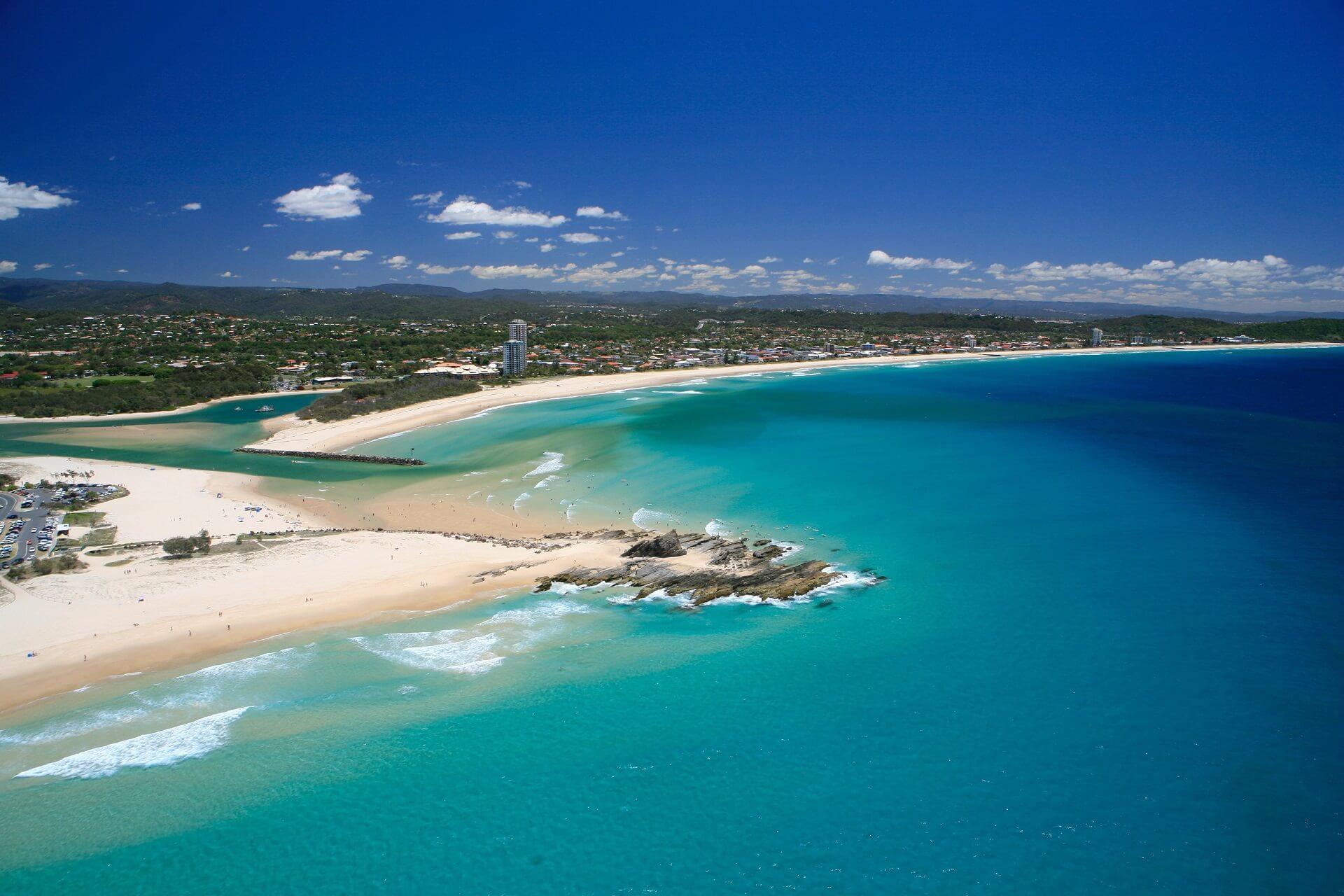Turquoise water at Currumbin Beach on the east coast of Australia near Surfers Paradise.