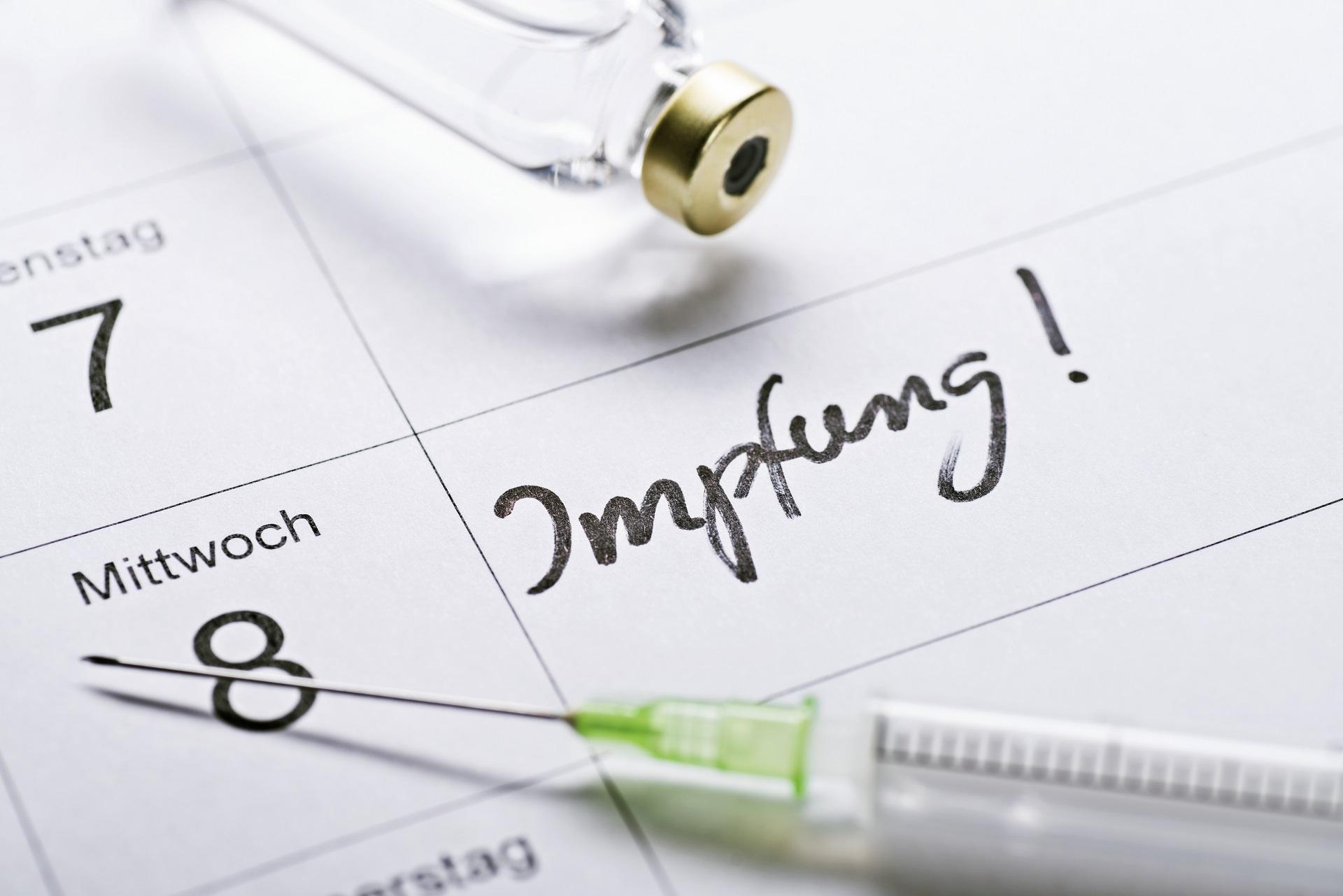 Calendar reminding of the vaccination