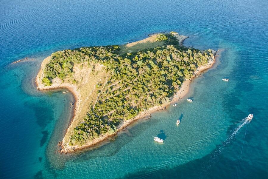 Offshore island before Rab in Croatia