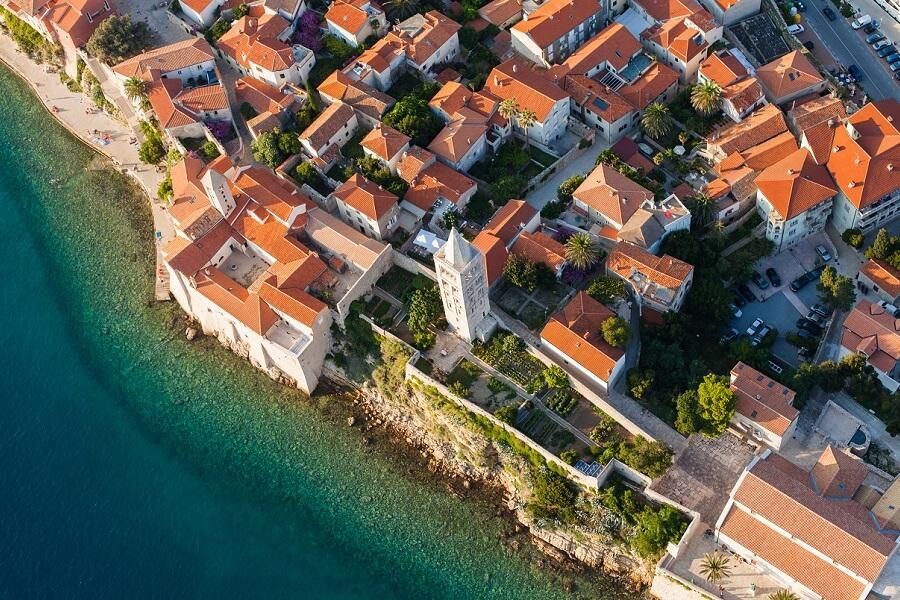 Aerial photo of Rab in Croatia