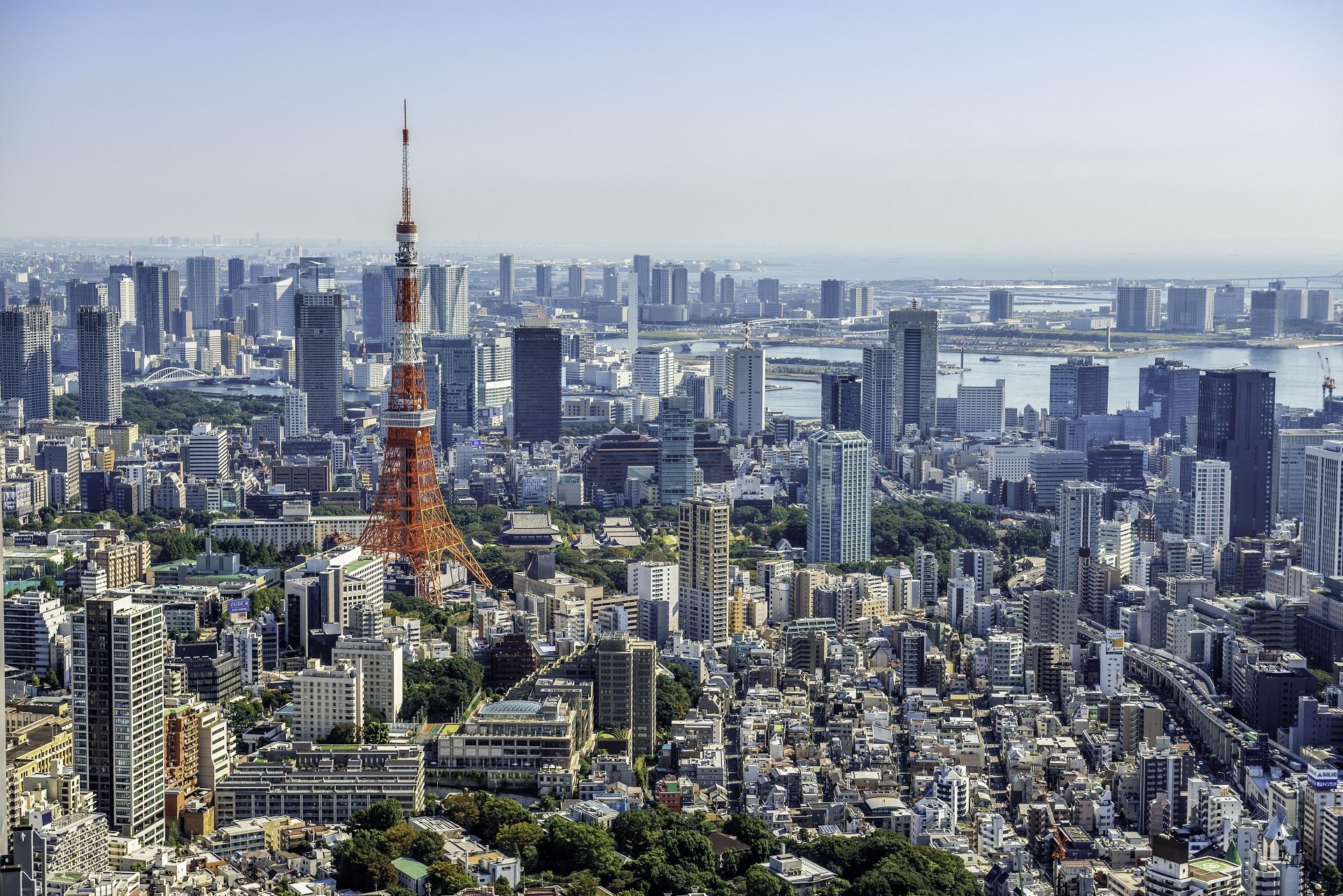 The skyline of Tokyo in Japan
